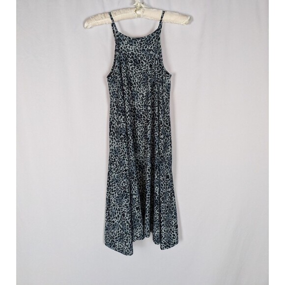 Buzz Dress M Women's Blue Leopard Print Spaghetti Strap Super Soft Swing Flowy - Picture 3 of 5